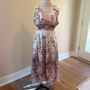 Ranna Gill (Anthropologie) Women's Nikhita Floral Chiffon‎ Maxi Dress Size L NWT